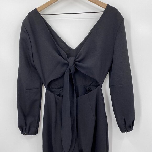Aritzia Wilfred Black Écoulement Jumpsuit Long Sleeve Keyhole Tie Size 2 - Picture 7 of 12